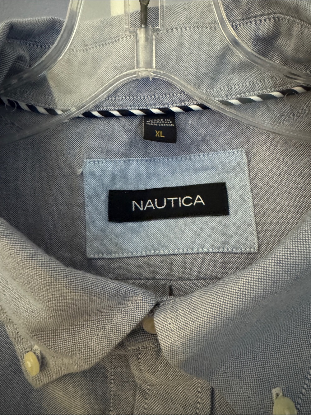 Nautica Men's Pale Blue Button-Down Oxford Shirt